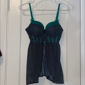 La Senza Emerald Green and Black Polkadot Babydoll